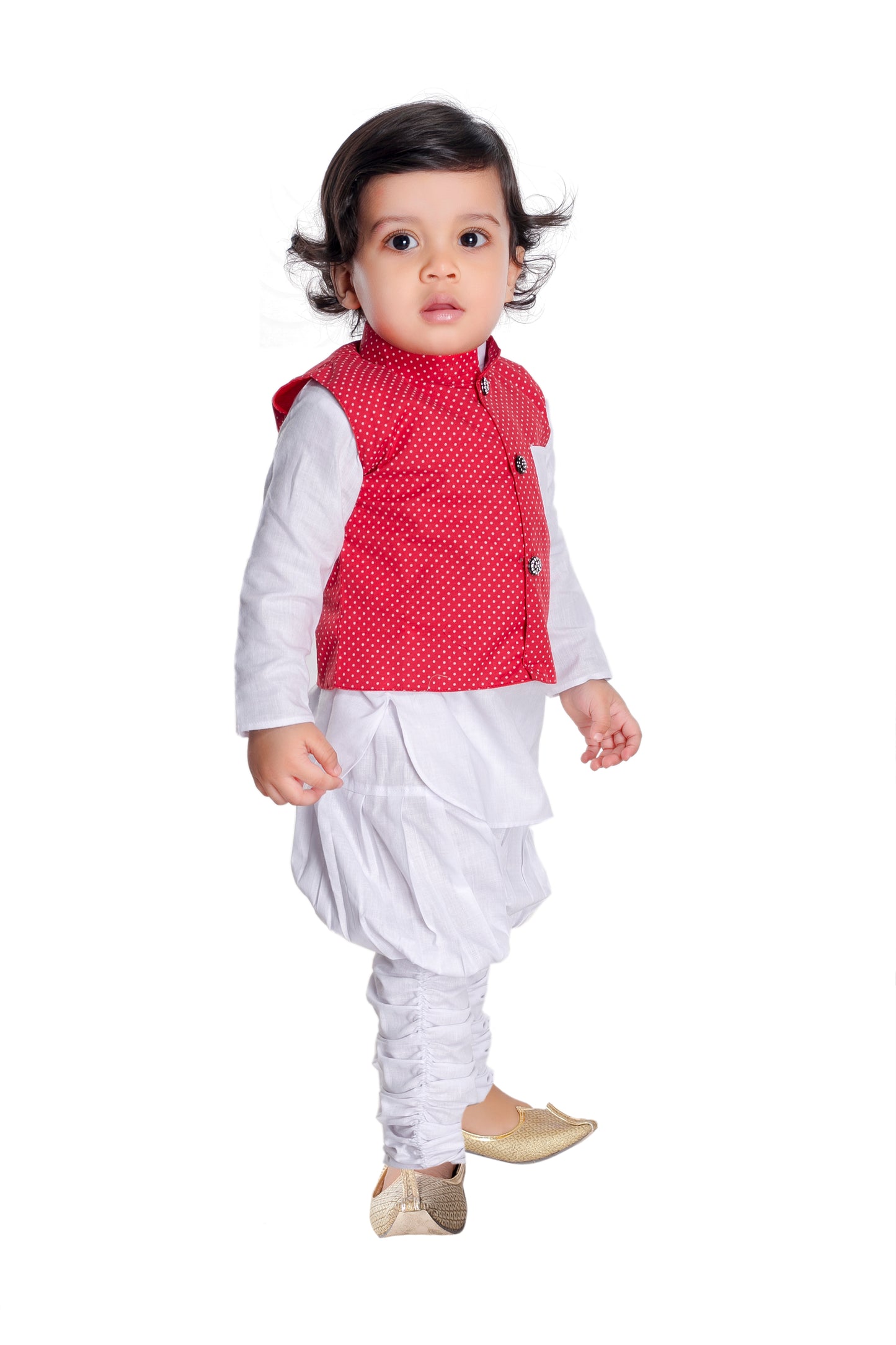 New gen Baby Boys Festive & Party Kurta, Waistcoat and Dhoti Pant Set