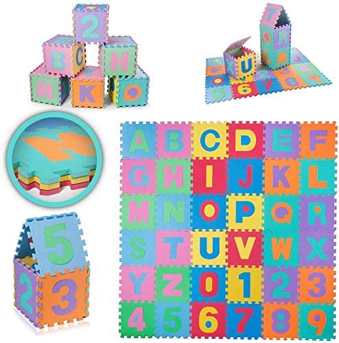 Toy Cloud 36 Pieces Big Puzzle Foam Eva Mat for Kids Interlocking Learning Alphabet(15x15)