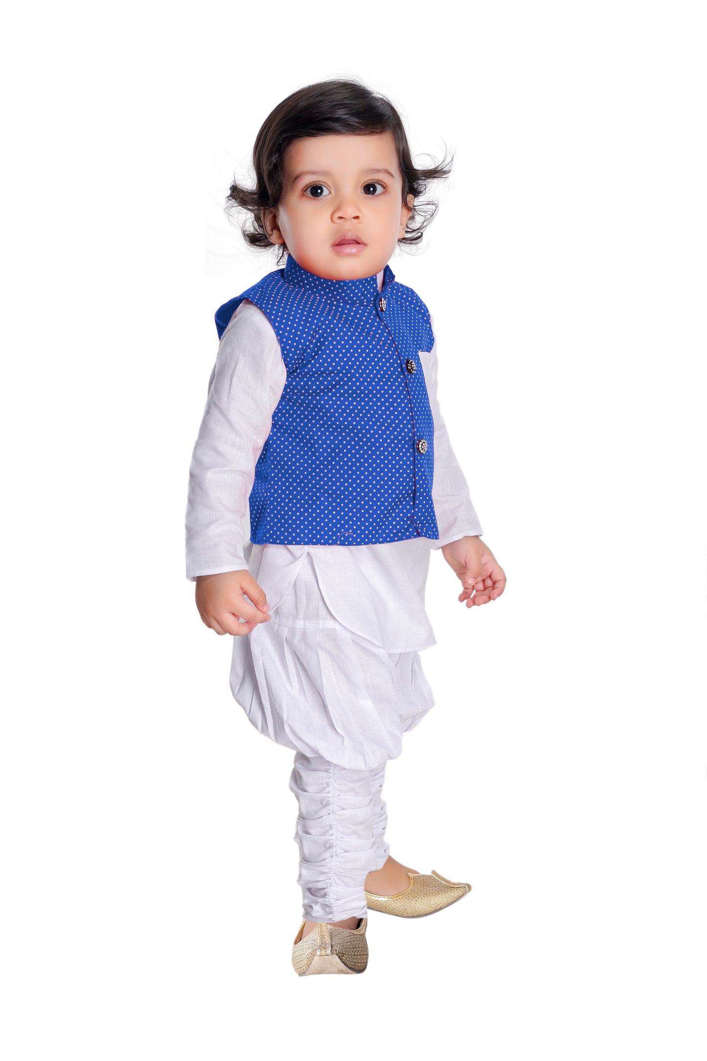 New gen Baby Boys Festive & Party Kurta, Waistcoat and Dhoti Pant Set