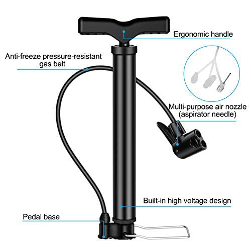 High Presure Cycle Pump, Portable 120 PSI Aluminum Alloy Bicycle Floor Air Pump