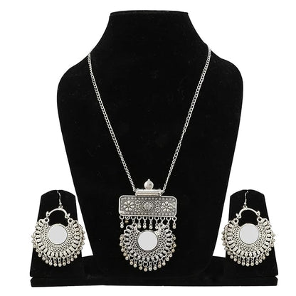 Oxidised German Silver Tribal Banjara Ghungroo Necklace Set For Women And Girl