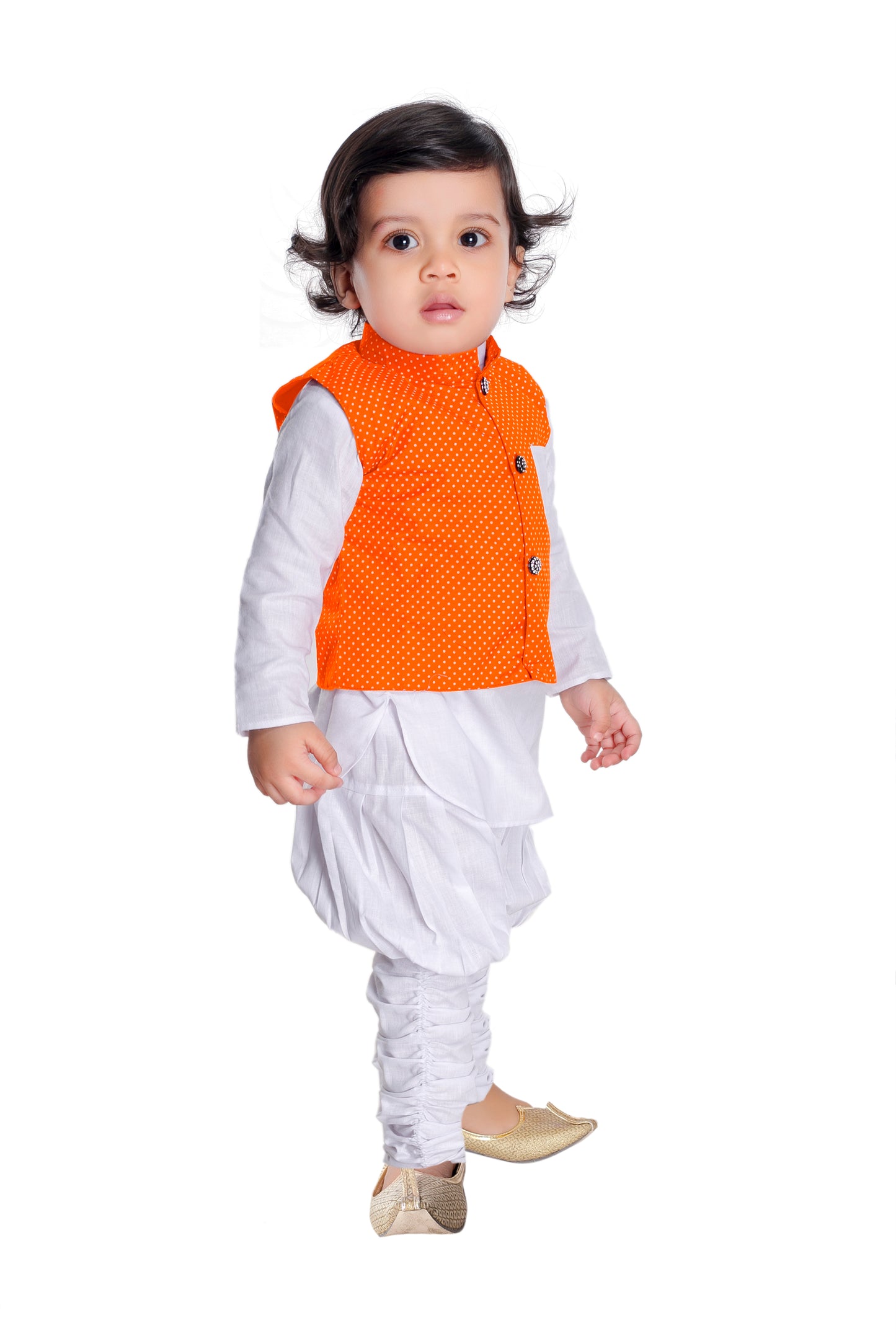 New gen Baby Boys Festive & Party Kurta, Waistcoat and Dhoti Pant Set