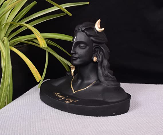 Handcrafted Lord Adiyogi Shiva Statue for home decor | For car dashboard, gift | Vastu Showpiece for Positive and Calm Environment - 18 cm