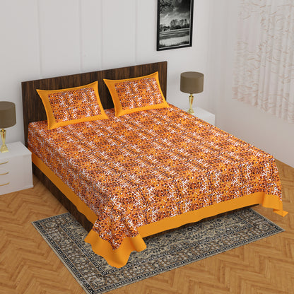 THE HOBBY BOUNTY  Sanganeri Printed Double Bed Bedsheet, for Double Bed with 2 Pillow Covers