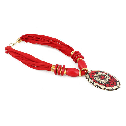 Red Color Designer Tibetan Style Necklace for Women and Girls