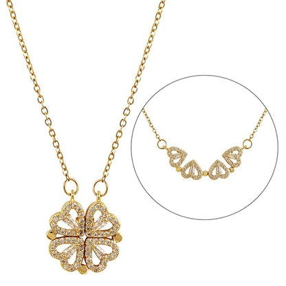 Gold Plated Delicate magnet hart and flower two in one Pendant for Women/Girls