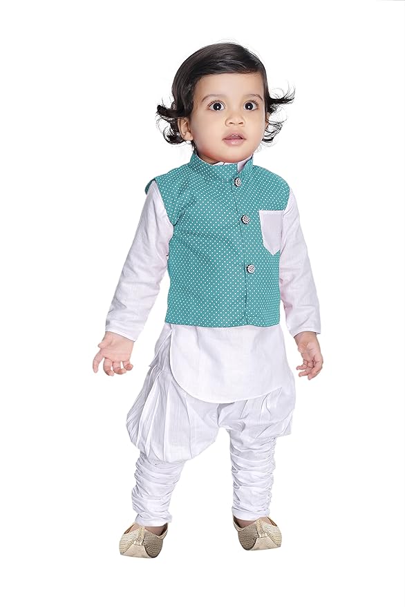 New gen Baby Boys Festive & Party Kurta, Waistcoat and Dhoti Pant Set