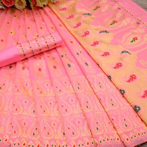 Women's Art Silk Printed Saree ( Pink )