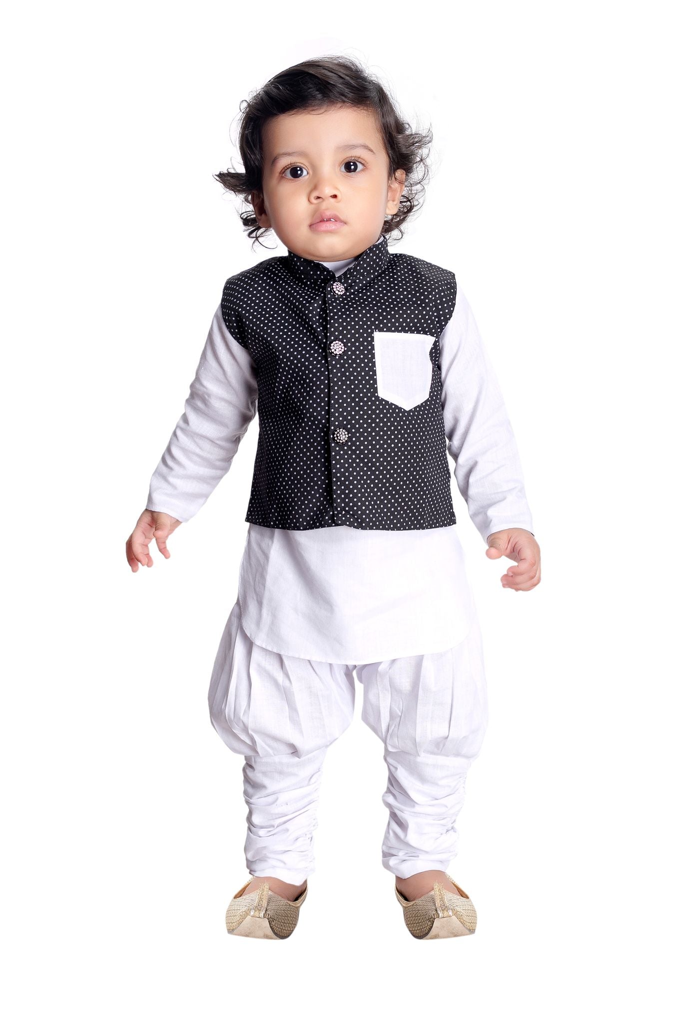 New gen Baby Boys Festive & Party Kurta, Waistcoat and Dhoti Pant Set