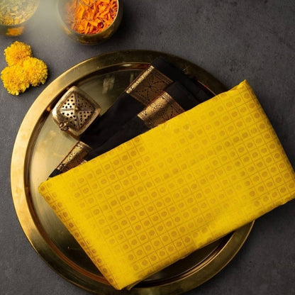 Women's Art Silk Printed Saree ( Yellow )