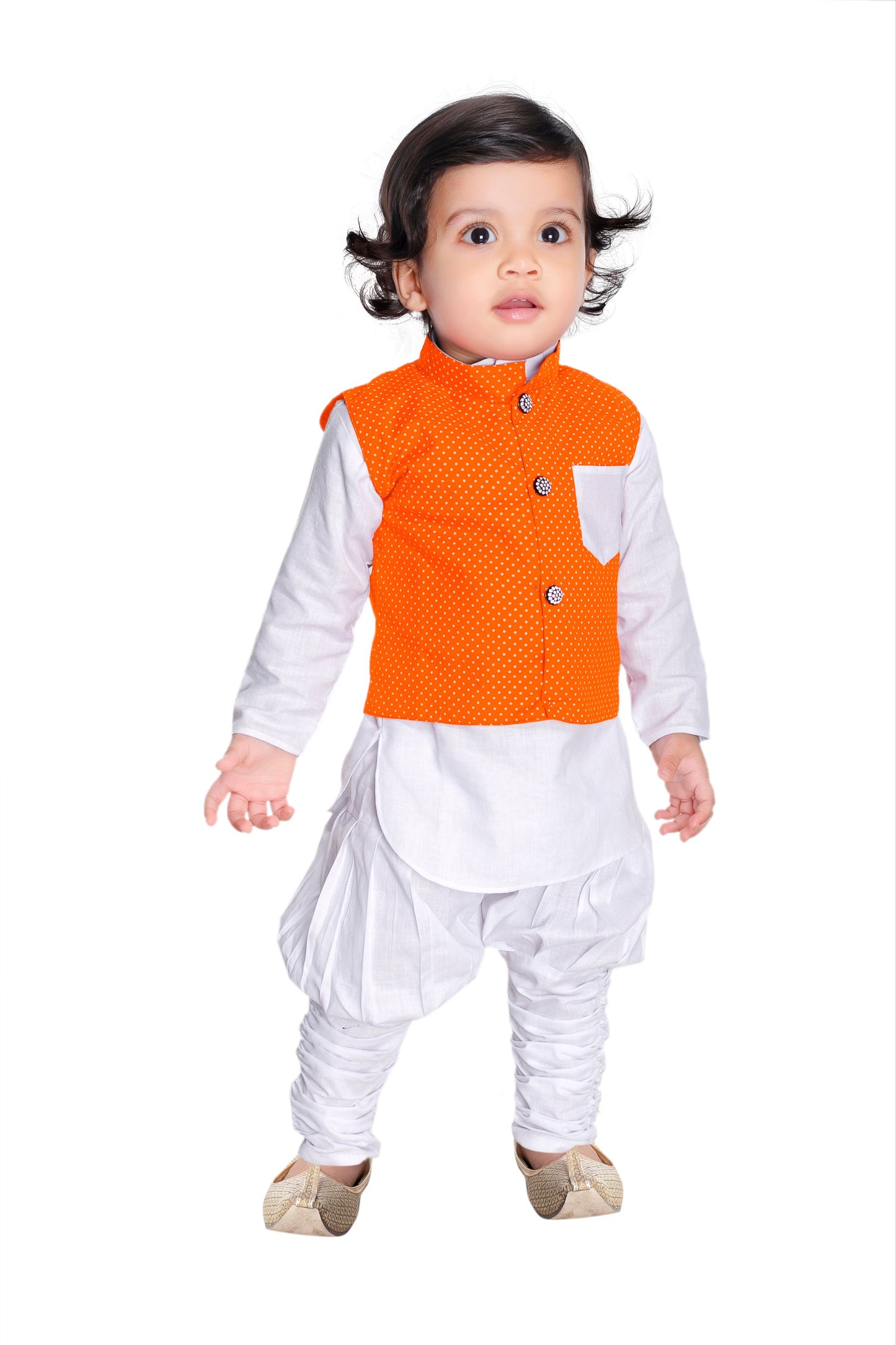 New gen Baby Boys Festive & Party Kurta, Waistcoat and Dhoti Pant Set