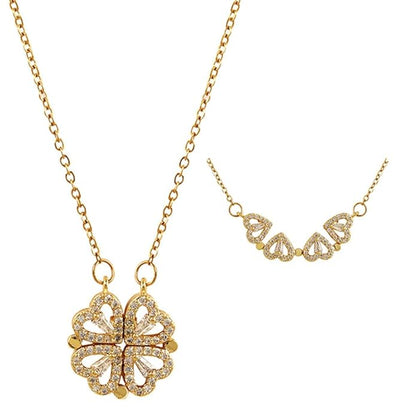 Gold Plated Delicate magnet hart and flower two in one Pendant for Women/Girls