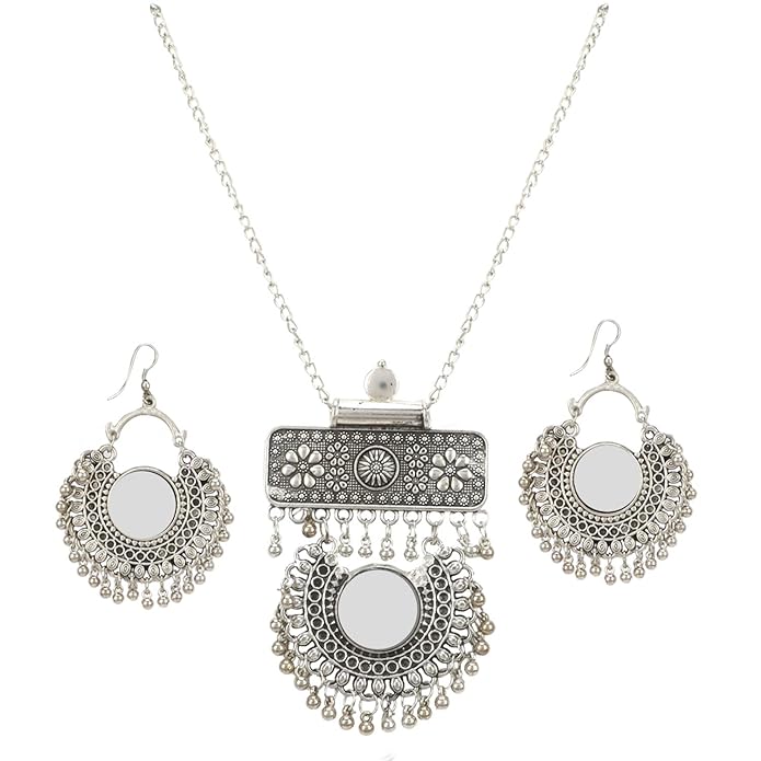 Oxidised German Silver Tribal Banjara Ghungroo Necklace Set For Women And Girl