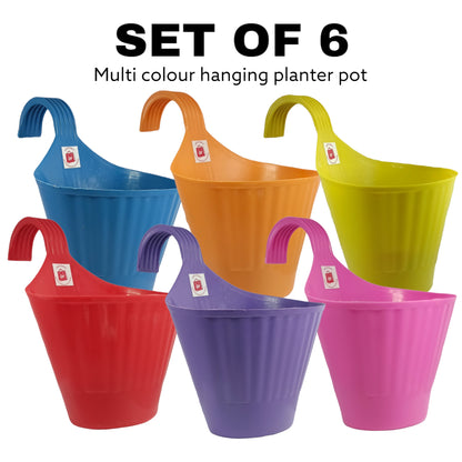 Hooked Hanging Planters for Plants Railing Flower pots (Set of 6)