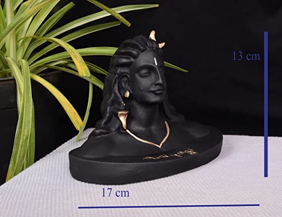 Handcrafted Lord Adiyogi Shiva Statue for home decor | For car dashboard, gift | Vastu Showpiece for Positive and Calm Environment - 18 cm