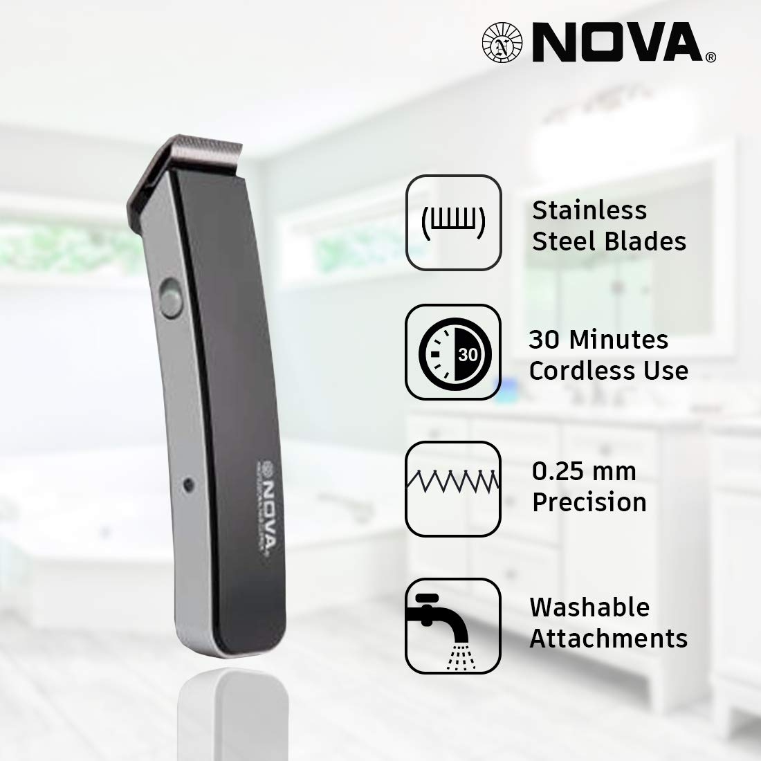 Rechargeable Cordless: 30 Minutes Runtime Beard Trimmer for Men