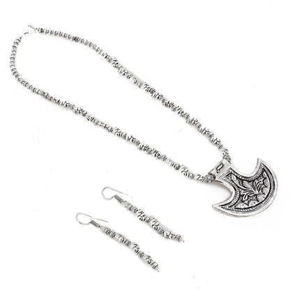 Silver Oxidised German Silver Necklace Set for Women and Girls