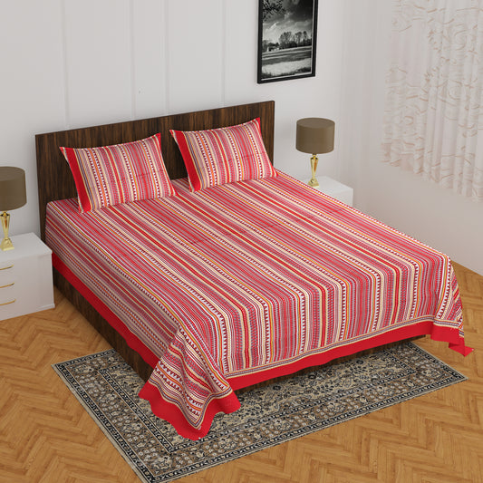 THE HOBBY BOUNTY  Sanganeri Printed Double Bed Bedsheet, for Double Bed with 2 Pillow Covers