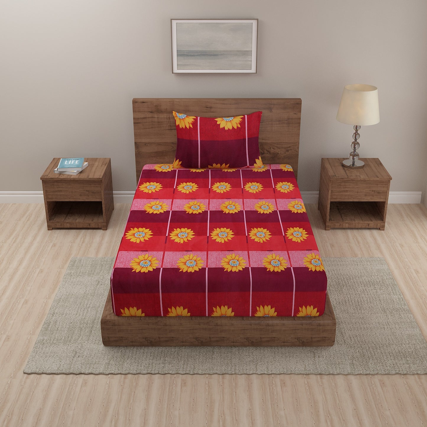 Super Soft Single Flat Bedsheet With Pillow Cover