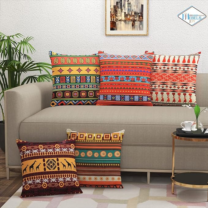 Square Cushion Covers(16 x 16 inches) Multicolor Set of 5