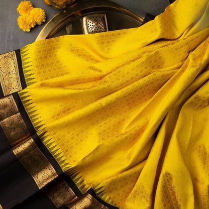 Women's Art Silk Printed Saree ( Yellow )