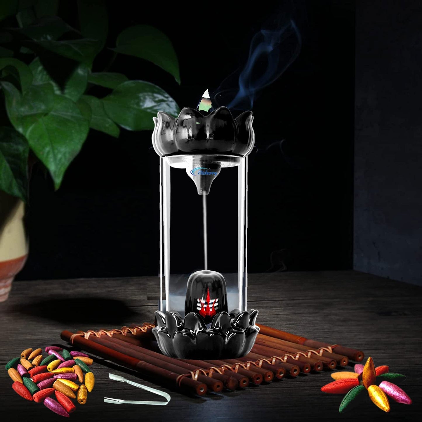 Shivling with Falling Smoke Fountain Shivling Design Backflow Smoke Fountain Incense Holder