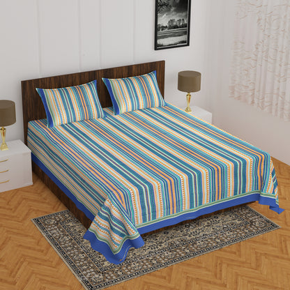 THE HOBBY BOUNTY  Sanganeri Printed Double Bed Bedsheet, for Double Bed with 2 Pillow Covers