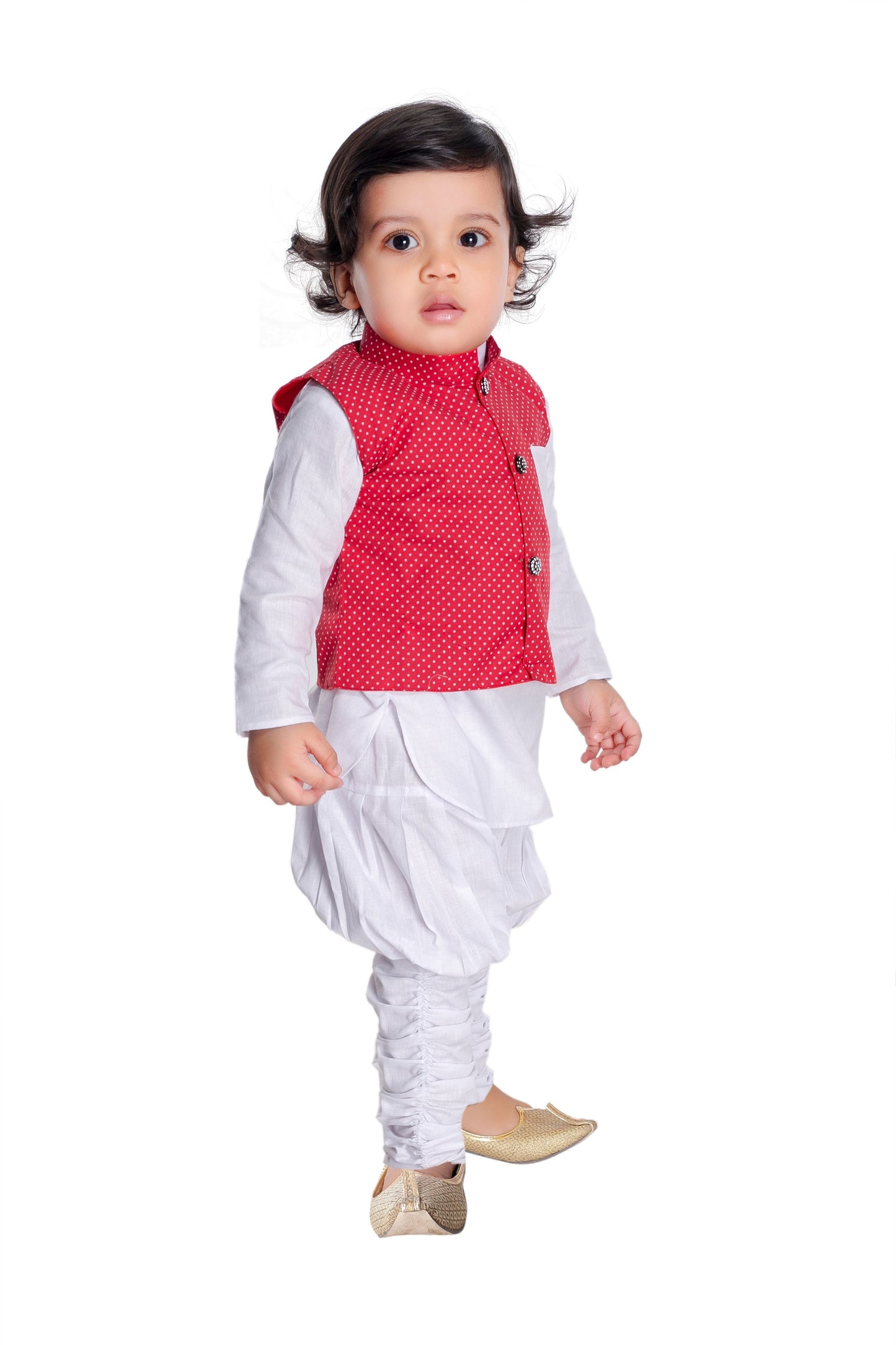 New gen Baby Boys Festive & Party Kurta, Waistcoat and Dhoti Pant Set