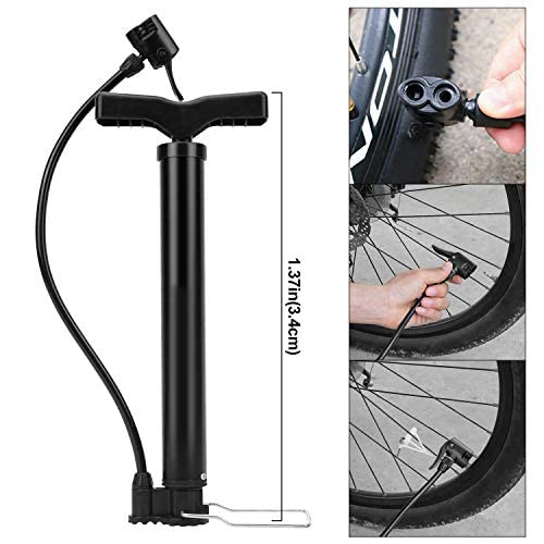 High Presure Cycle Pump, Portable 120 PSI Aluminum Alloy Bicycle Floor Air Pump