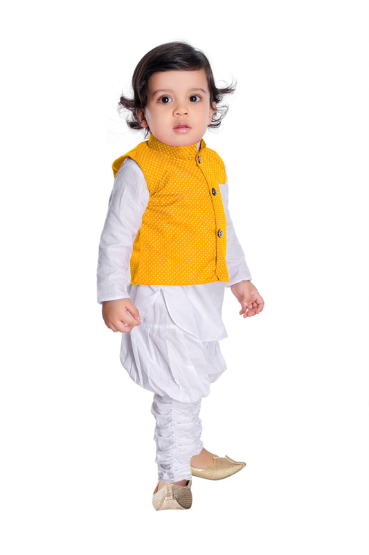 New gen Baby Boys Festive & Party Kurta, Waistcoat and Dhoti Pant Set