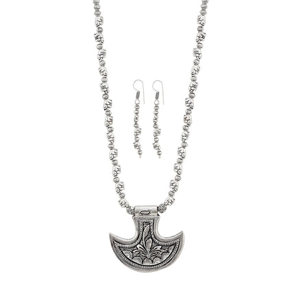 Silver Oxidised German Silver Necklace Set for Women and Girls