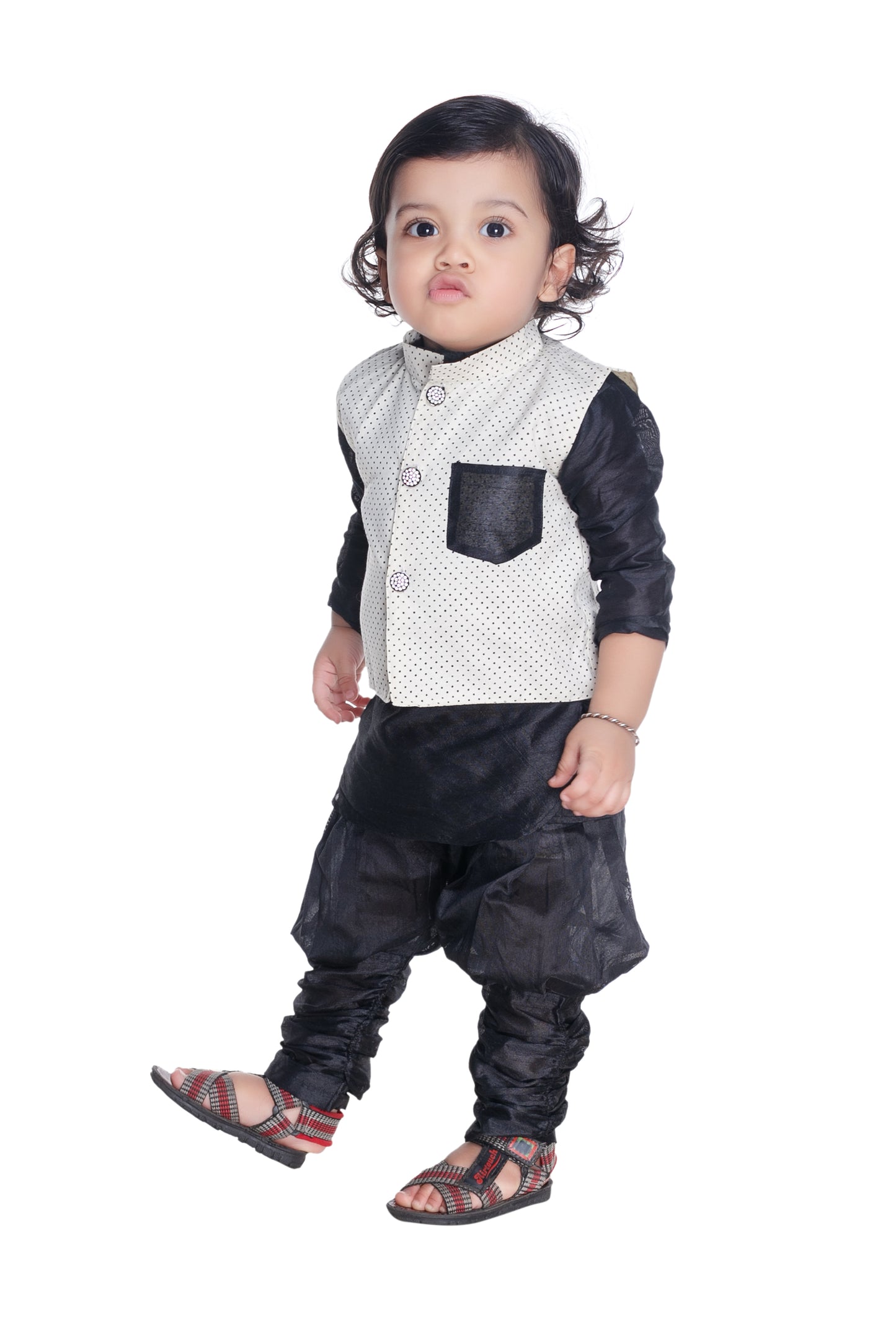 New gen Baby Boys Festive & Party Kurta, Waistcoat and Dhoti Pant Set