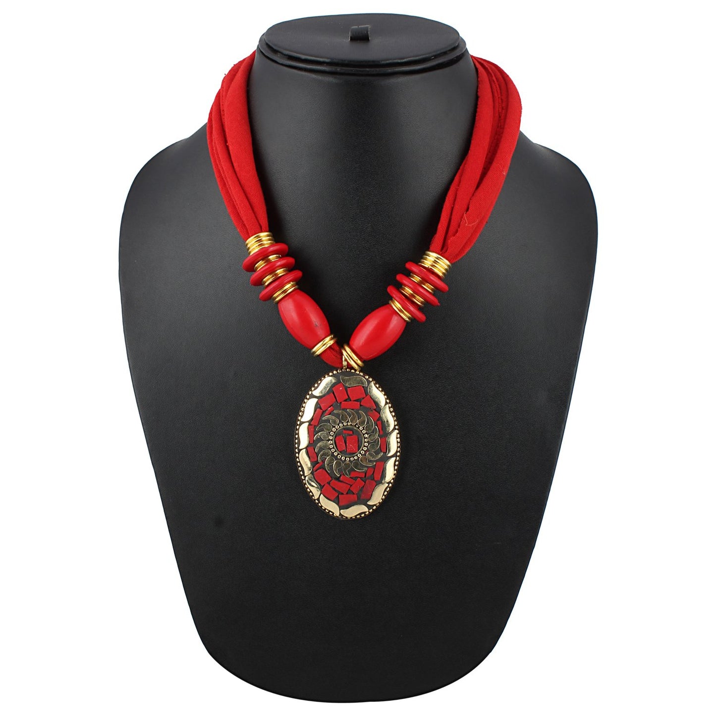 Red Color Designer Tibetan Style Necklace for Women and Girls