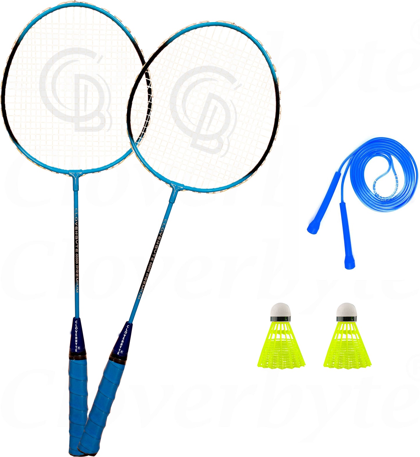 Premium Blue LightWeight Badminton 1 Pair with 2 pc Shuttles & Skipping Rope Badminton Kit