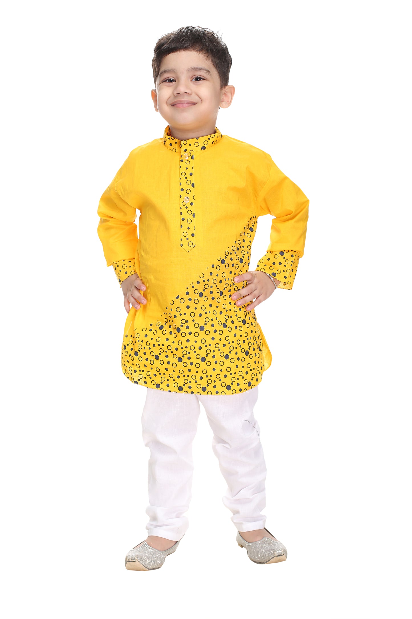 Boys Formal, Festive & Party, Wedding Kurta and Pyjama Set  (Yellow Pack of 1)