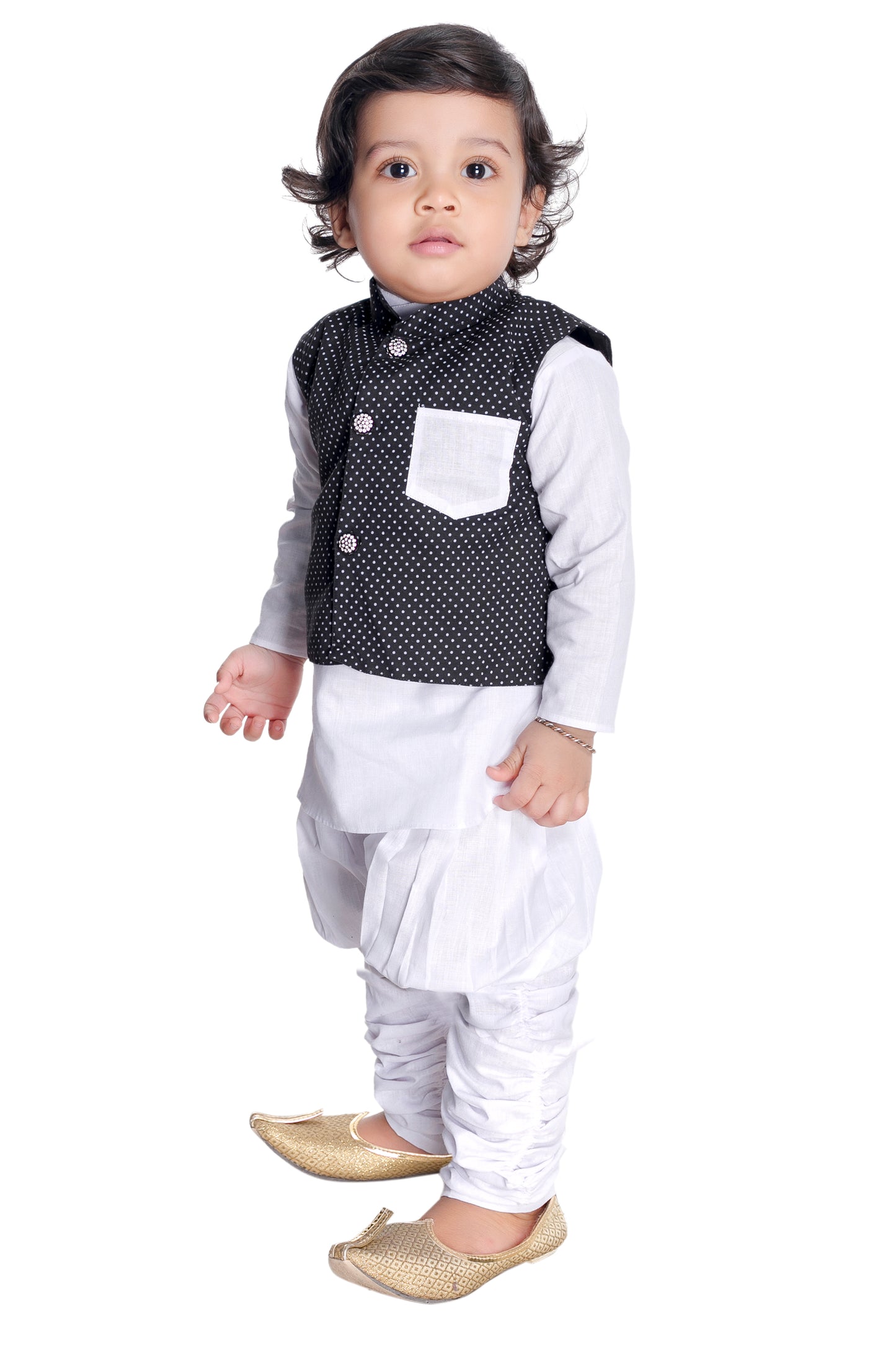 New gen Baby Boys Festive & Party Kurta, Waistcoat and Dhoti Pant Set