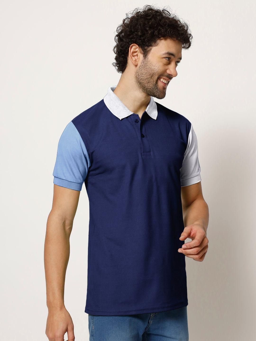 Cotton Color Block Half Sleeves Mens Polo T-Shirt