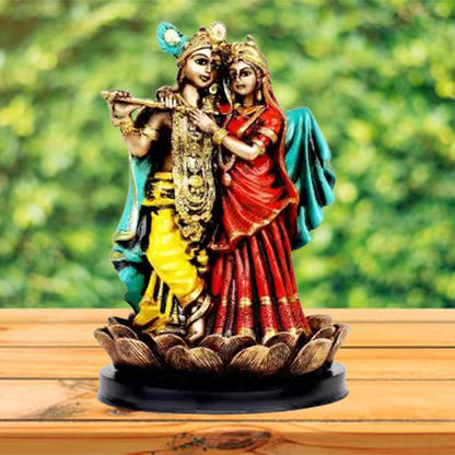 Antique Lord Radha Krishna Idol Showpiece | Beautiful Statue for Pooja & Worship - 21 cm