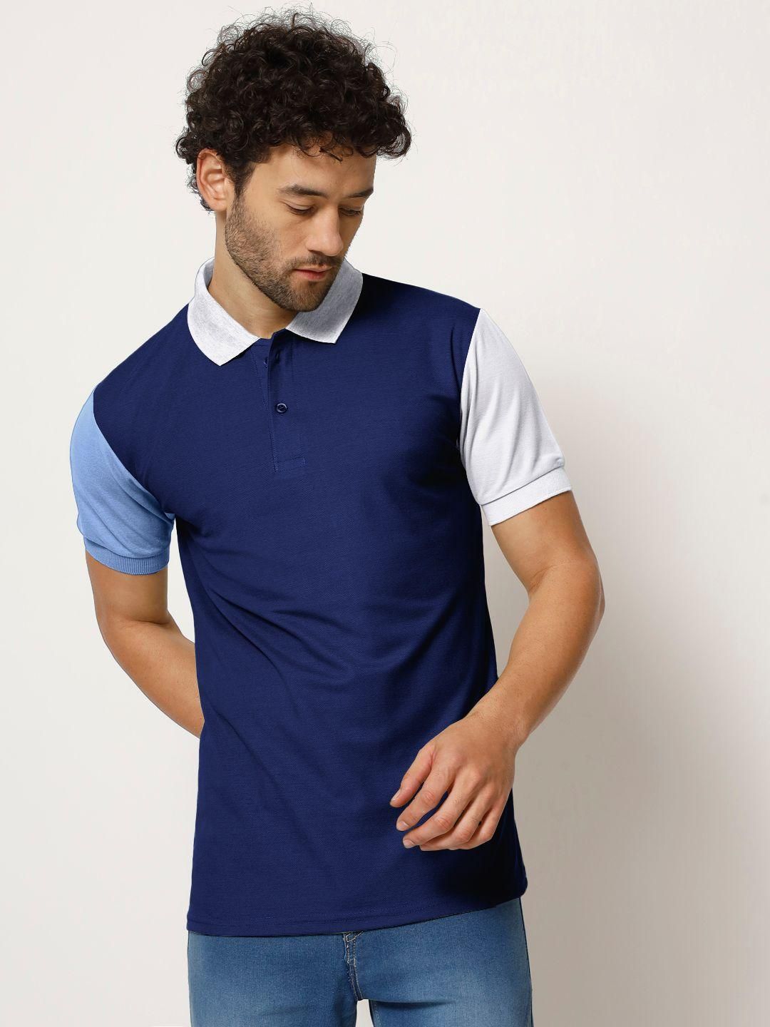 Cotton Color Block Half Sleeves Mens Polo T-Shirt