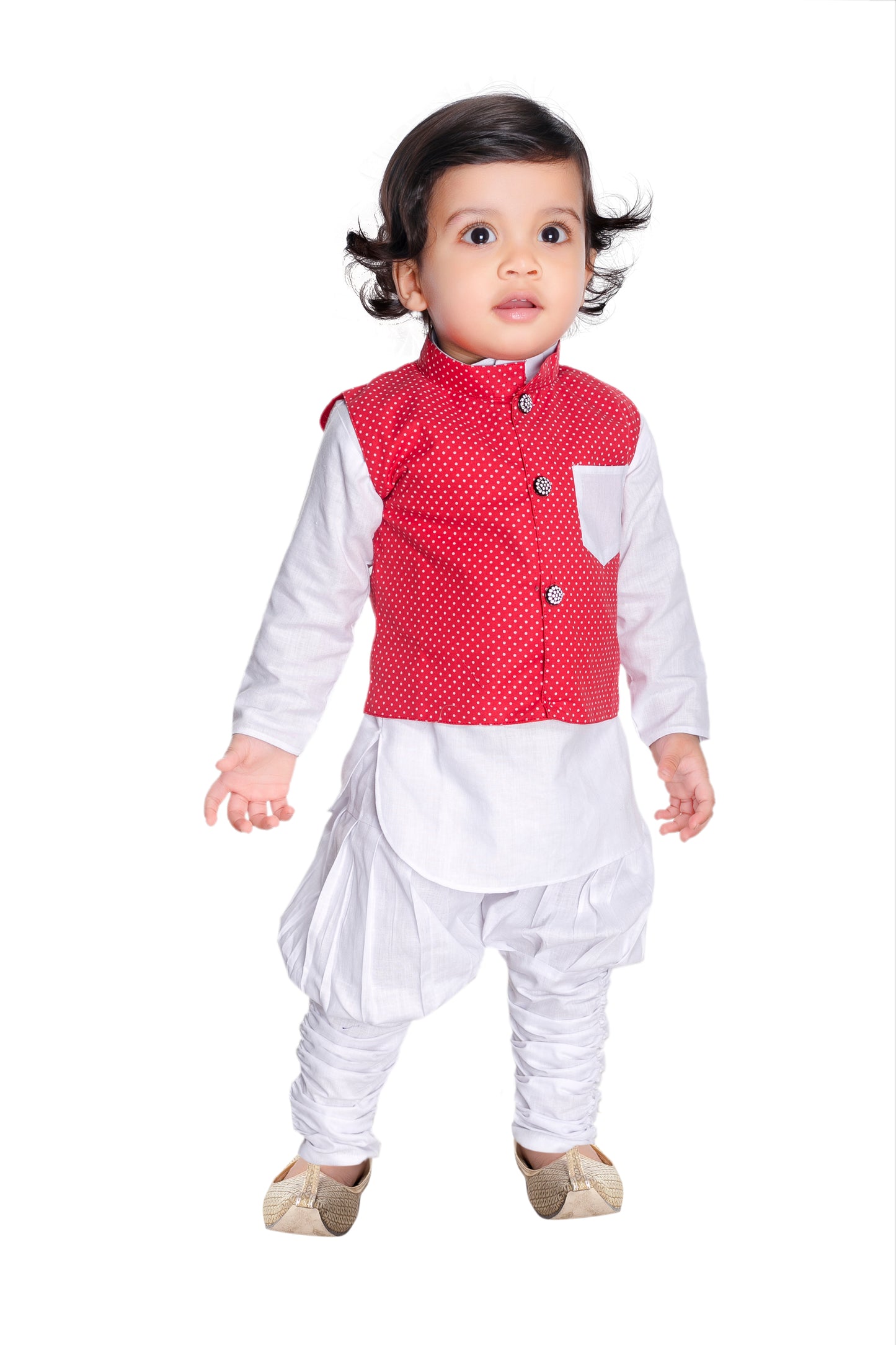 New gen Baby Boys Festive & Party Kurta, Waistcoat and Dhoti Pant Set