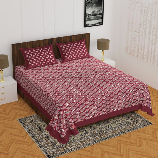 THE HOBBY BOUNTY  Sanganeri Printed Double Bed Bedsheet, for Double Bed with 2 Pillow Covers