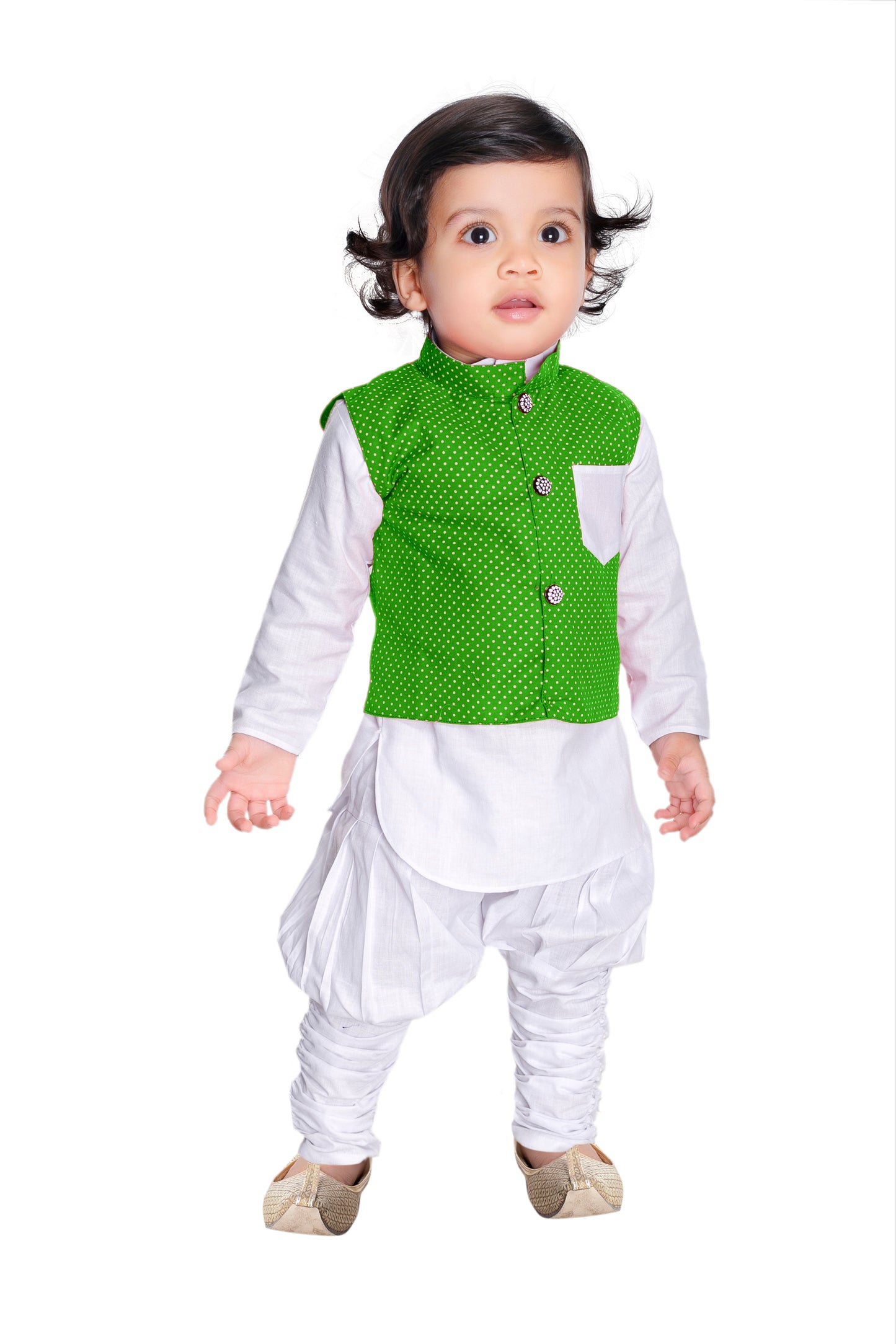 New gen Baby Boys Festive & Party Kurta, Waistcoat and Dhoti Pant Set