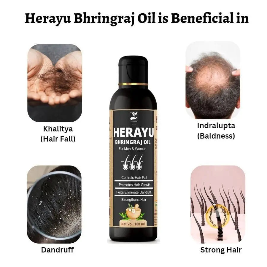 Herayu Bhringraj Ayurvedic Hair Oil Promote Hair growth, Hair Fall Control For Men & Women (Pack of 1) Roposo Clout