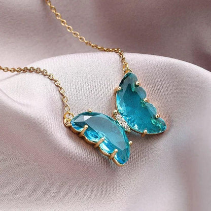 AVR Jewels pretty blue crystal butterfly pendant necklace for women and Girls Roposo Clout