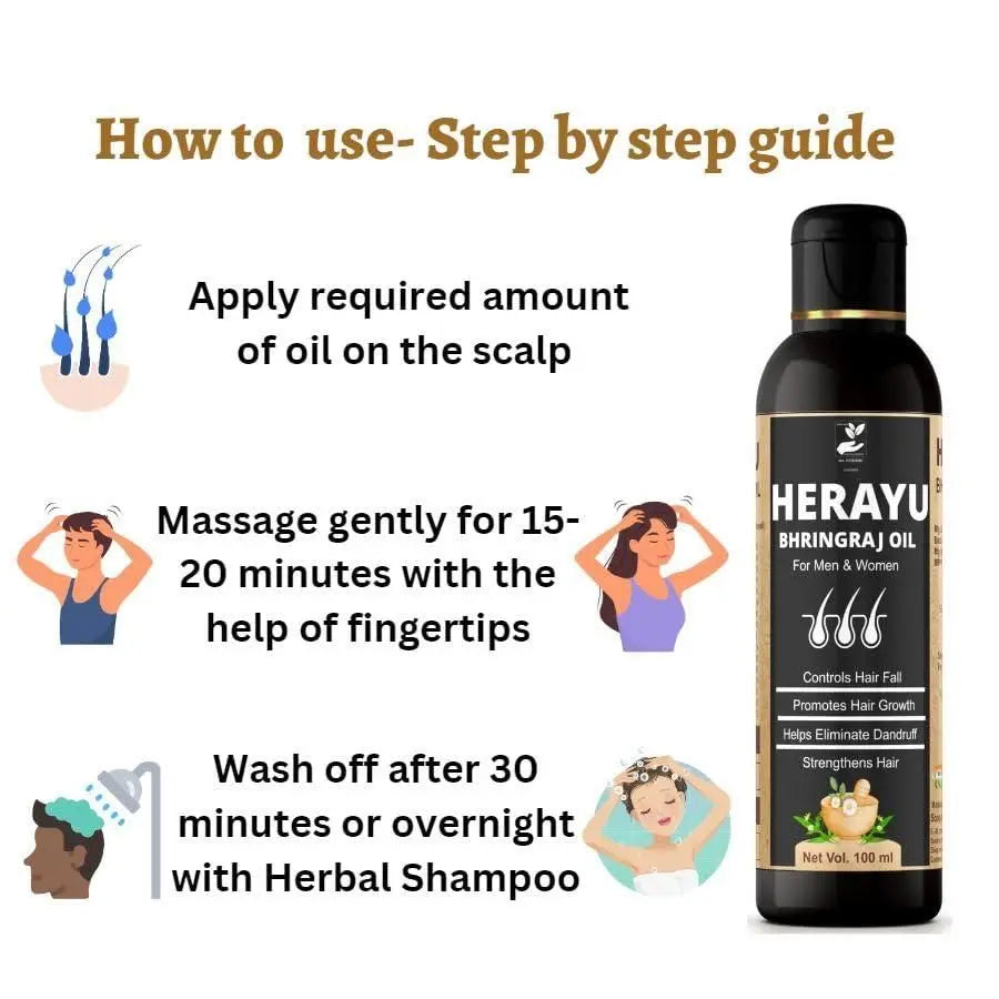 Herayu Bhringraj Ayurvedic Hair Oil Promote Hair growth, Hair Fall Control For Men & Women (Pack of 1) Roposo Clout